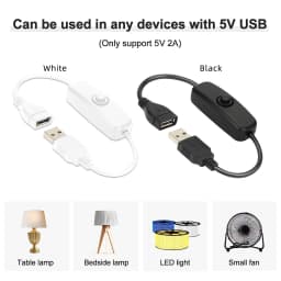 5V 2A USB Inline On Off Button Switch Cable Male to Female USB Cord for LED Strip Desk Lamp USB Powered Small Electronic Devices