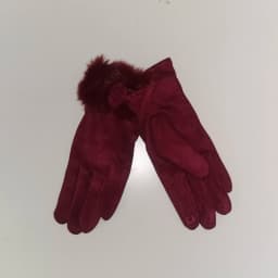 Winter Female Suede Leather Bow Plush Wrist Mitten Women Thick Plus Plush Windproof Warm Touch Screen Driving Gloves J22