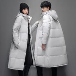 Men Women Thick Hooded Long Parkas Solid Color Zipper Parkas Unisex Long Winter Padded Jacket Unisex Warm Down Jacket Parkas