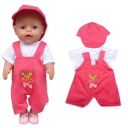 38cm doll clothes for 43cm Bebe doll boy clothes pants blue elephant set for 17" doll fur pajama