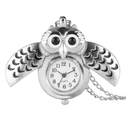 Tiny Cute Owl Shaped Pendant Necklace Pocket Watch for Kid Men Women Retro Quartz Pocket Clock Gifts Arabic Numerals Dial