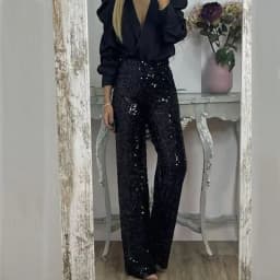 BKLD Party Glitter Pants Casual Slim Fit Elastic Solid Sequins Stylish Women Middle Waisted Wrapped Hip Trousers New OL Clothing