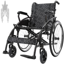 Transport Wheelchair, Portable and Folding, with Adjustable Folding Armrests