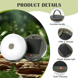 Solar Camping String Lights Waterproof Camping Lights with 8 Lighting Modes Rechargeable Outdoor Camp Lamp Portable Tent Lantern
