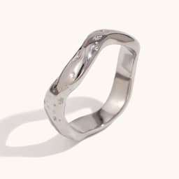 La. Muses Stainless Steel Wavy Texture Rings For Women 18K PVD Plated Fashionable Waterproof Jewelry Gifts