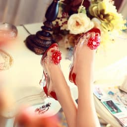 Studded Flower Design Transparent Sandals Peep Toe Heels Sandal Wedding Party Shoes Women Fishmouth Open Toe Heels 2026 New