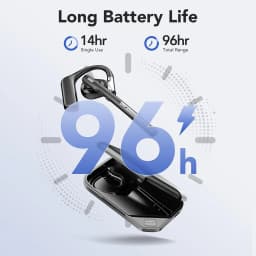 Mpow A6 Bluetooth 6.0 Headset with Microphone 96-Hour Open Ear Noise Canceling Wireless Earpiece Mute Button for Trucker Office