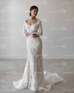 Customized Sweet Collar Long Sleeve Mermaid Detachable Tail Lace Wedding Dress Vestidos De Novia Amanda Novias Amanda Novias Off
