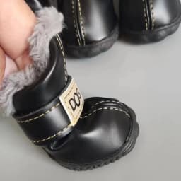 4Pcs Warm PU Dog Shoes Pet Winter Snow Boots Soft Waterproof Small Dog Shoes Plush Non Slip Soft Dog Boot Dogs Accessories
