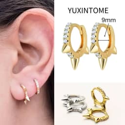 Pave Micro Crystal North Star Hoop Earrings Punk 925 Sterling Silver Ear Needle Twist Gold Earrings For Women Minimalist Jewelry