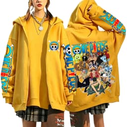 One Piece Luffy Zoro Sanji All Characters 2026 New Japanese Anime Fashion Y2K Casual Sportswear Men's Couple Style Zip Up Hoodie