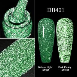 Mtssii Reflective Glitter Gel Pink Sparkling Sequins Gel Nail Polish Soak Off UV Nail Gel Semi-permanent Nail Art Decoration