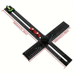 2-in-1 Aluminum Alloy Accurate Scale T-Ruler & Drilling Template with Ergonomic Handle, 54cm/21.26in Cabinet Door Measuring Tool