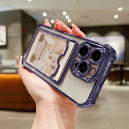 Luxury Plating Transparent Wallet Card Holder Phone Case For iPhone 15 14 13 12 11 Pro Max Plus Card Slot Shockproof Soft Cover