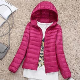 Women's Ultralight Thin down Jacket Quilted Coat Hooded Lightweight Silk Fiber Fill Fall Fashion Ladies' Premium Clothing