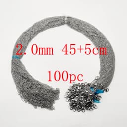 100pc 2MM jewelry stainless steel cords chain good Necklace lanyard pendant clasp lobster clasp 45cm 50cm fashion Wholesale