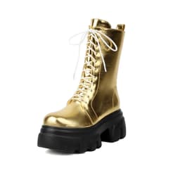 REAVE CAT 8cm Heel 5.5cm Platform Mortorcycle Boots Midcalf Autumn Strap Up Antislip Shoes Big Size 41 42 43 44