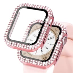Diamond Bling Cover For Apple watch Case 45mm 41mm 38mm 42mm 44mm 40mm HD Tempered Glass+Bumper Screen Protector Accessories
