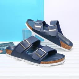 Summer Men Women Cork Slippers Clogs Microfiber Leather Slides Casual Slip On Sandal Double Buckle