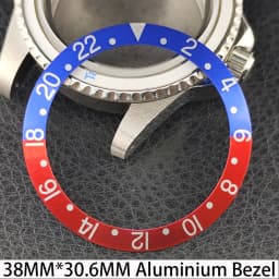Sloping 38mm * 30.6mm Ceramic/Aluminum Bezel GMT and Diving Watch Insert Fits for 40mm Men's Watch Case Bezel Replacement Insert