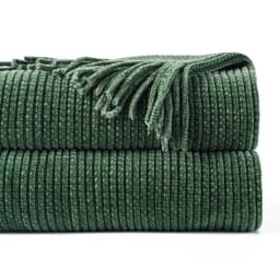 Battilo Chenille Knit Blankets with Tassels Caramel Plaid Throw Blanket for Bed Couch Decorative Sofa Blanket Bedroom Fall Decor