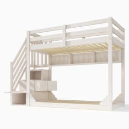 Childrens Bunk Bed with Staircase 90x200cm Wood Storage Bed Space-saving No Mattress