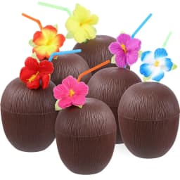 6/10pcs Hawaiian Summer Pineapple Coconut Drinking Cups Strawberry Shaped Juice Drink Cups for Birthday Wedding Beach Pool Party