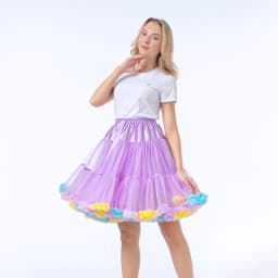 Skirt Length 55cm Women Tutu Skirt Solid Fluffy Tulle Princess Ball Gown Pettiskirt Ladys Ballet Party Performance Dress PP008
