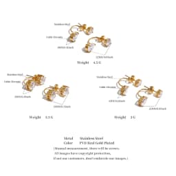 Yhpup Stainless Steel Stud Earrings Prong Set Solitaire Dual Cubic Zirconia Ear Fantasy Dainty Jewelry Recommend