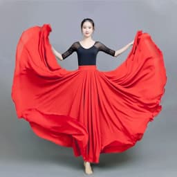 720 Degree Large Swing Dance Skirts Double-layer Chiffon Skirt Spring Summer Autumn High Waist Ethnic Style High-grade Skirts