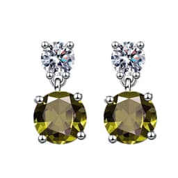 925 Sterling Silver Geometric Stylish Simple Round Zircon Multicolor Women's Daily Elegance Stud Earrings