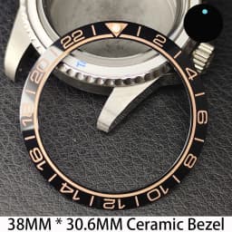 Sloping 38mm * 30.6mm Ceramic/Aluminum Bezel GMT and Diving Watch Insert Fits for 40mm Men's Watch Case Bezel Replacement Insert