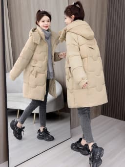 Thickened Black Gold down Cotton Jacket Women's Large Size Mid-Length Korean Style Loose Cotton Clothes Winter New Bread Coat