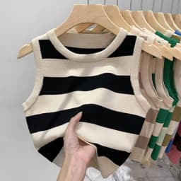 2026 Korean Style Versatile Striped Slim Tank Tops Women Summer Wearing Outside Fashion Sleeveless Top Women's Crop Tops