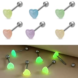 6pcs Glow in The Dark Tongue Piercing Jewelry Stainless Steel Barbell Tongue Nail Designs Tongue Puncture Jewelry for Women Men