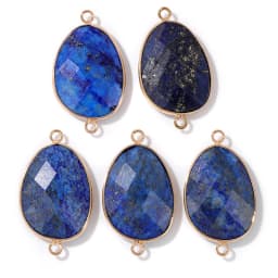 2PCS Natural Blue Lapis Lazuli Stone Gem Pendant Connector Charm For DIY Woman Men Jewelry Making Accessory Wholesale