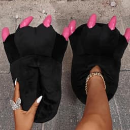 Wholesale Luxury Fluffy Paw AntiSlip Brown Plush House Indoor Slippers Men Animal Plush Home Bedroom Claw Slides Women Sandals