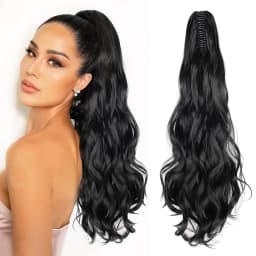 Synthetic Claw Ponytail Extensions 22inch Long Wavy Claw Clip Pony Tail Hairpieces for Women Girls Dairy Party Holiday