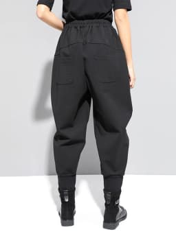 EAM High Elastic Waist Black Zipper Split Long Harem Trousers New Loose Fit Pants Women Fashion Tide Autumn 2026 1N796