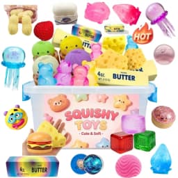120+Pieces Assorted Squishy Figures Blind Box Surprise Toy Slow Rising Soft Fidget Toys Featuring Moai Head Panda Rabbit Stress*