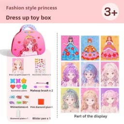 Creative DIY Makeup Fun Kit Princess Diamond Painting Gifts Toys for Kids Girls Dress Up Sticker Book Gifts for Girl