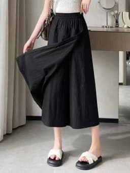 Slimming Ice Silk Casual Skirt Pants Women's Summer Thin Hanging Sense Wide Leg Pants Small Size Asymmetrical Eighteen Pants ...