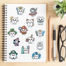 100PCS Tooth Cartoon Graffiti Stickers DIY Notebook Phone Guitar Water Bottle Luggage Helmet Bicycle Notebook Decoration Decals