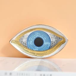 1pc Ceramic Jewelry Storage Tray, Unique Eye Design Desktop Organizer For Rings, Earrings, Keys, Ceramic Evil Eye Trinket Plate