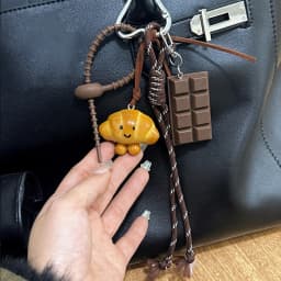 Lovely Exquisite Braided Rope Alkali Bread Braided Rope Bag Hang Chocolate Spring Buckle Pendant Senior Sense Pendant