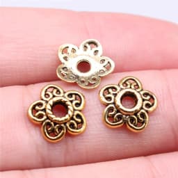 50pcs Tibetan Antique Silver Color Flower Bead End Caps For Jewelry Making Findings Needlework DIY Accessories Wholesale