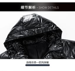 Men Parkas Thicken Warm Coat Men's Solid Color Parkas Coat Men's Fashion New Streetwear Winter Jacket Mens Glossy Black Jackets