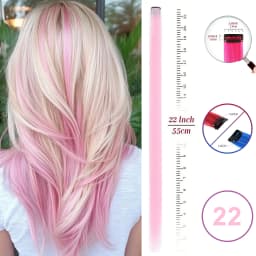 VEYDA Colored Party Highlights Clip in Hair Extensions for Girls 22 Inches Omber Colors Straight Hair Synthetic Hairpieces