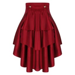 Womens Gothic Steampunk Satiny Pirate Skirt Front Lace-up Tiered Ruffled Irregular Hem Skirt Waist Belt Vintage Medieval Costume