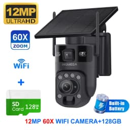INQMEGA 12MP 60X Optics Zoom Dual Screen 4G /WIFI Solar Camera Securty Outdoor PIR Human Detection Color Night Vision UBOX APP